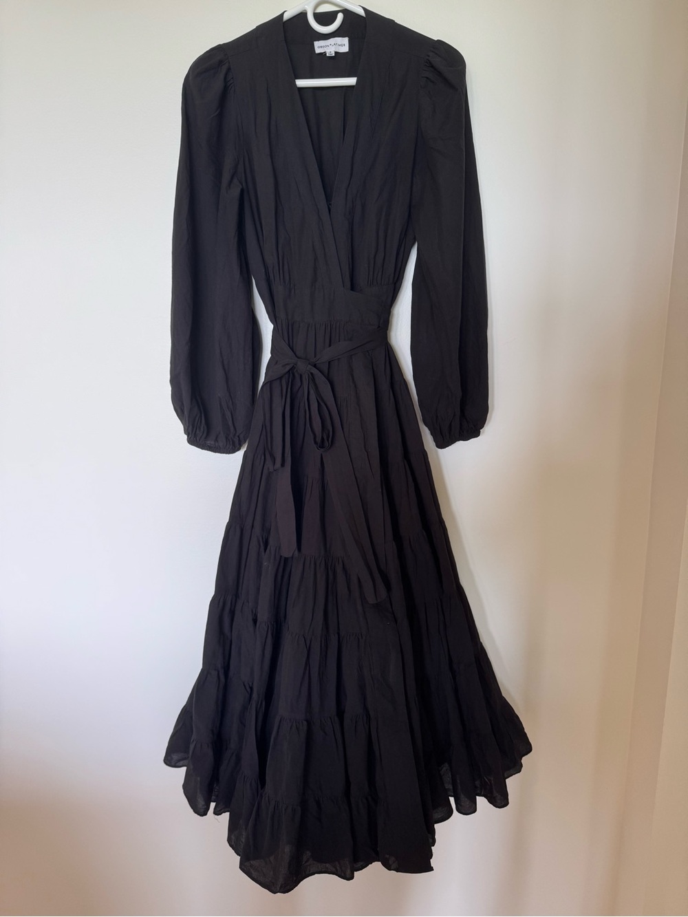 Gibson Latimer Black Long-Sleeve Wrap Maxi Dress
